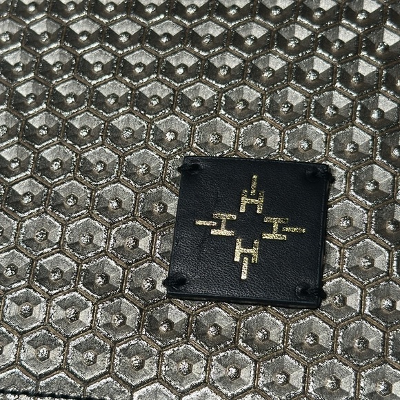 India Hicks Moonlight Metallic Gold Black Leather Clutch Wristlet NEW - Picture 7 of 16